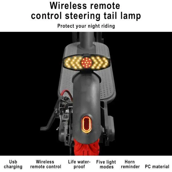 Clignotant LED ,feu arrière avec télécommande sans fil, pour trottinette électrique – Image 5