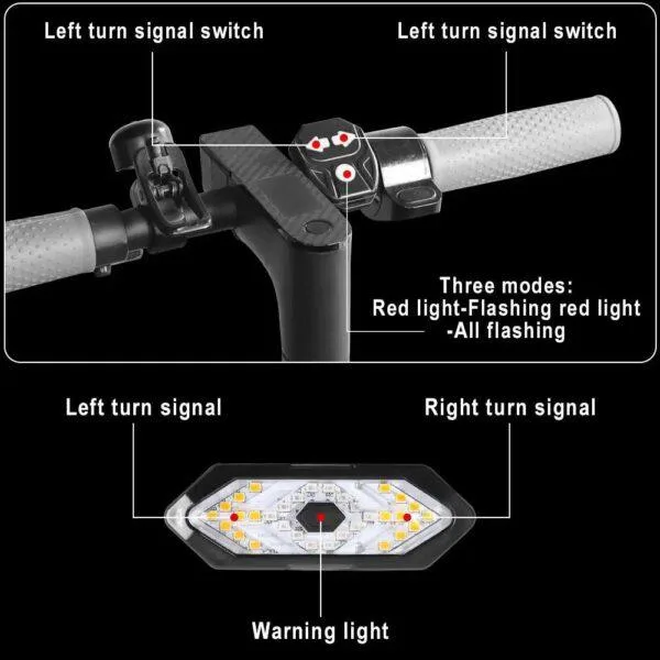 Clignotant LED ,feu arrière avec télécommande sans fil, pour trottinette électrique – Image 2