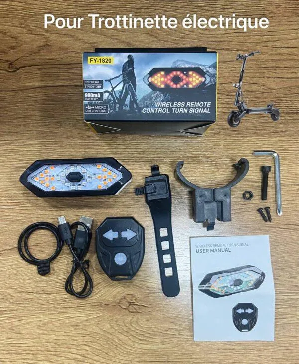 Clignotant LED ,feu arrière avec télécommande sans fil, pour trottinette électrique – Image 4