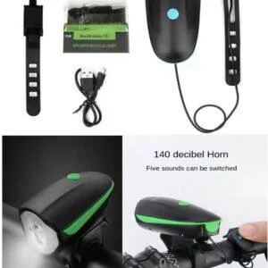 lumière LED pour vélo, éclairage 3 modes avec klaxon électronique, Rechargeable par USB