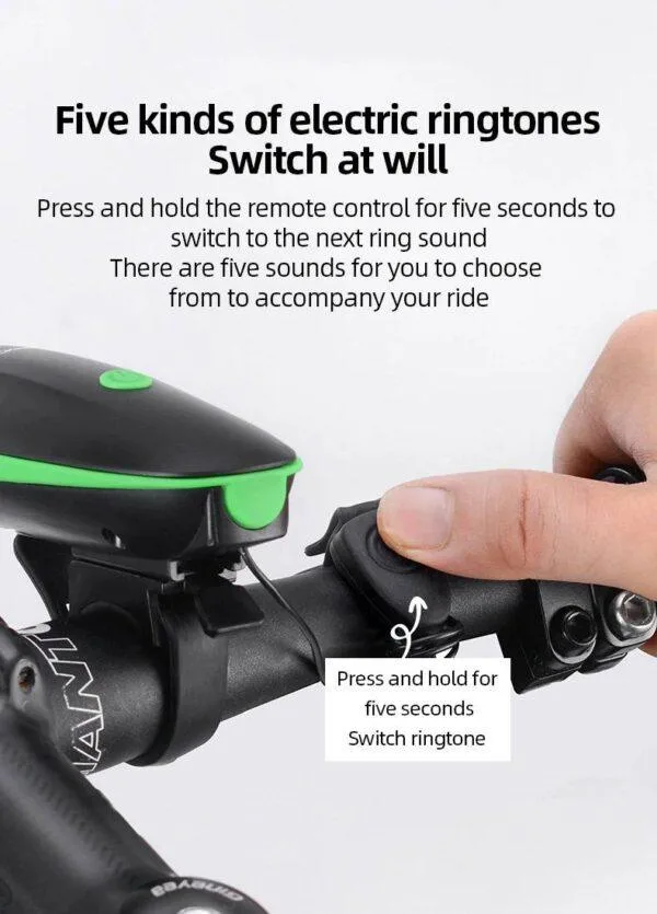lumière LED pour vélo, éclairage 3 modes avec klaxon électronique, Rechargeable par USB – Image 8