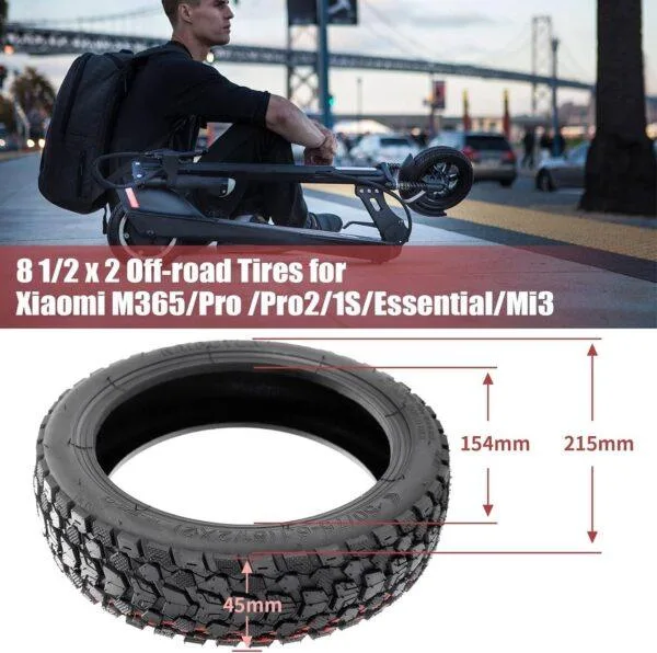 Pneu tout-terrain en caoutchouc de 8 pouces 50/75-6.1(81/2X2) pour trottinette électrique Xiaomi M365/Pro/Pro2/1S/ Lite – Image 5