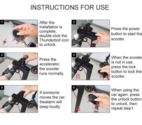 Alarme de sécurité antivol 36-55V 115db, XT30 pour trottinette électrique – Image 3