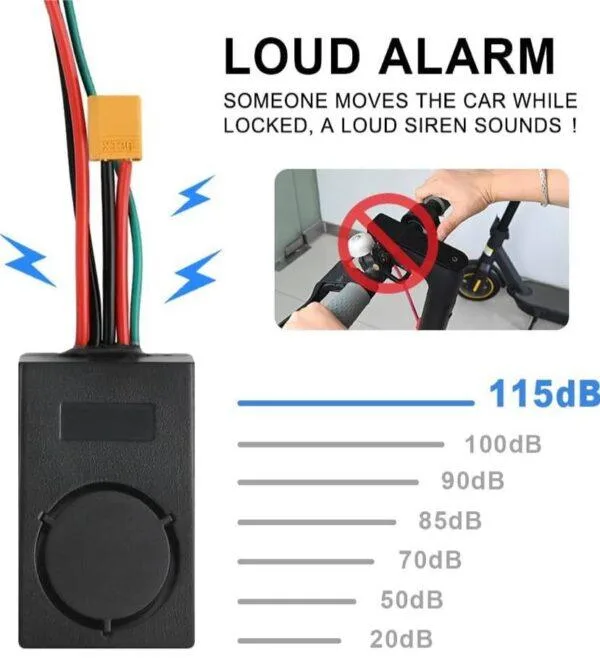 Alarme de sécurité antivol 36-55V 115db, XT30 pour trottinette électrique – Image 5